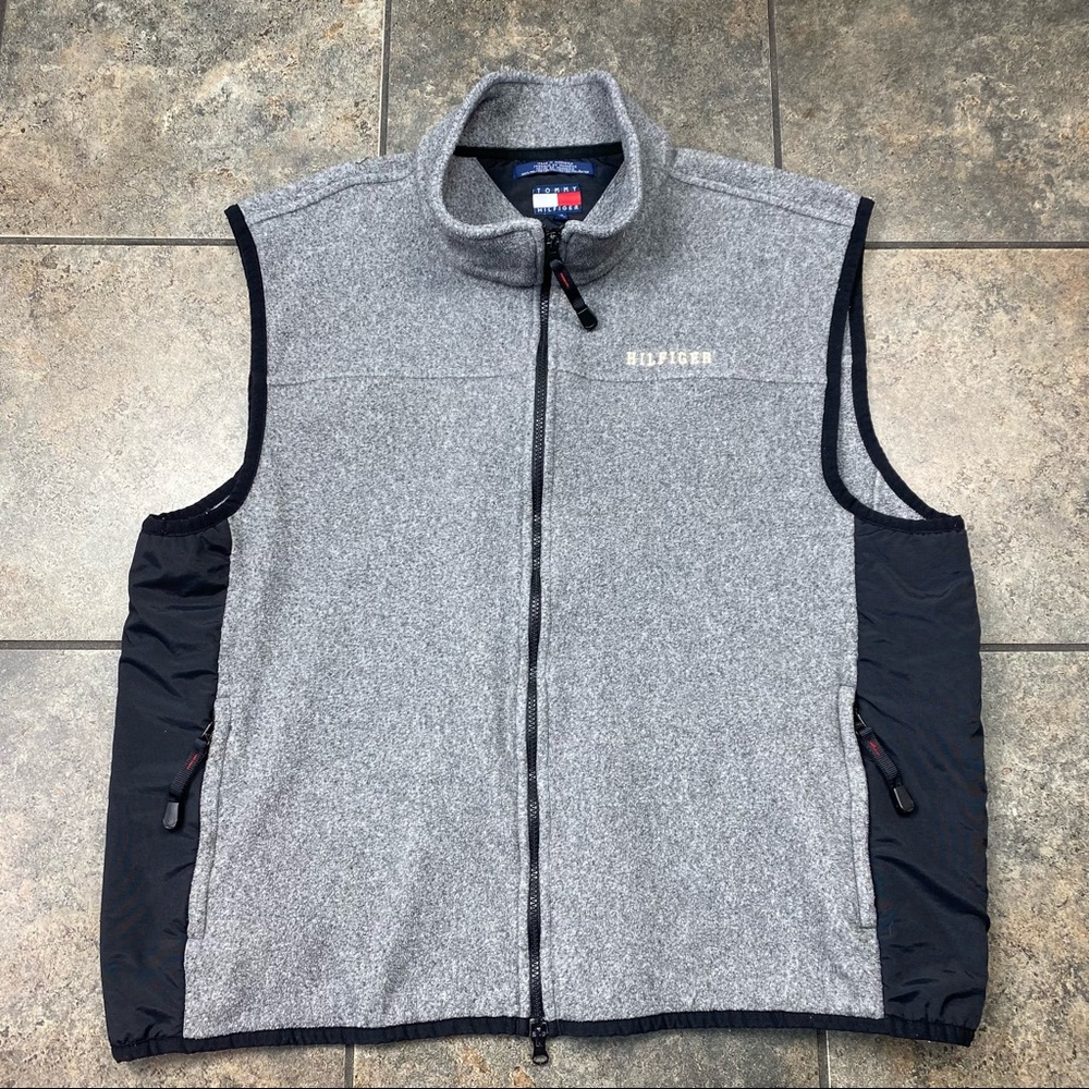 Men’s VTG Tommy Hilfiger Full Zip Fleece Vest Jacket Size 2XL